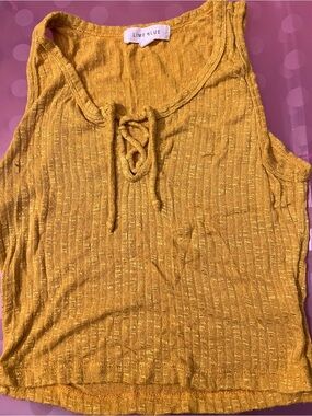 Lime Blue Women's Mustard Lace-Up Knit Tank